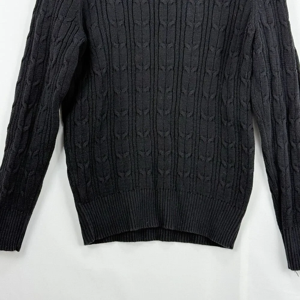 St John's Bay Women's Long Sleeve Cable Knit Sweater Size Small Black
